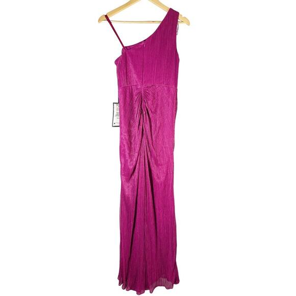 Adrianna Papell Women's Stardust Pleated Draped Gown Size US 6 Magenta - Picture 3 of 12